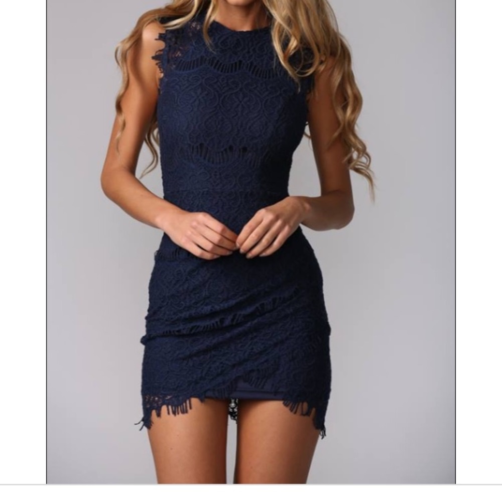Navy lace mini dress from hello molly